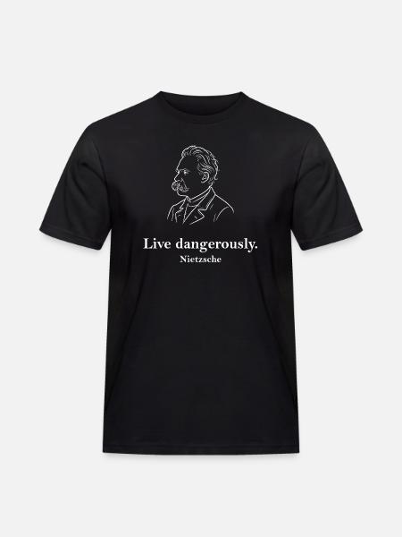 Live Dangerously Nietzsche Portrait - Men's Workwear T-Shirt - black