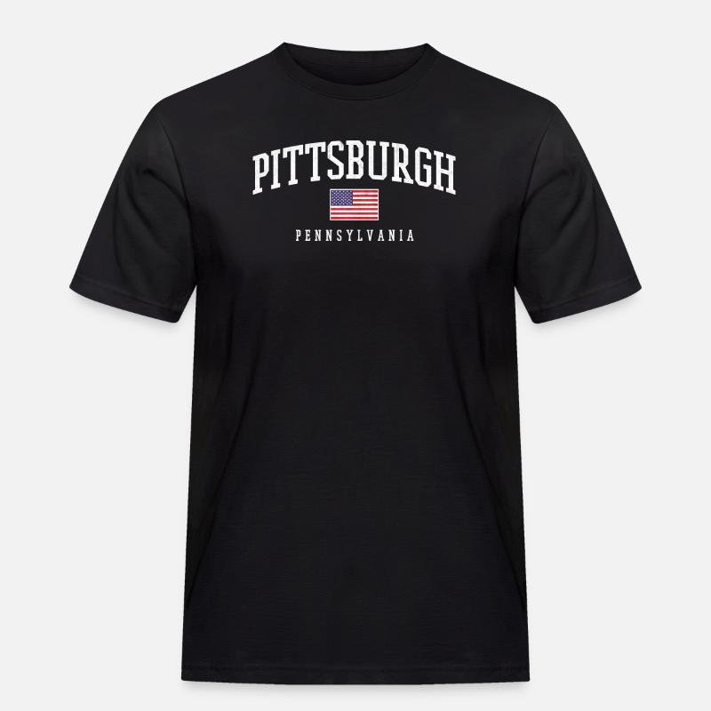 Pittsburgh Arc with Flag - Männer Workwear T-Shirt - Schwarz