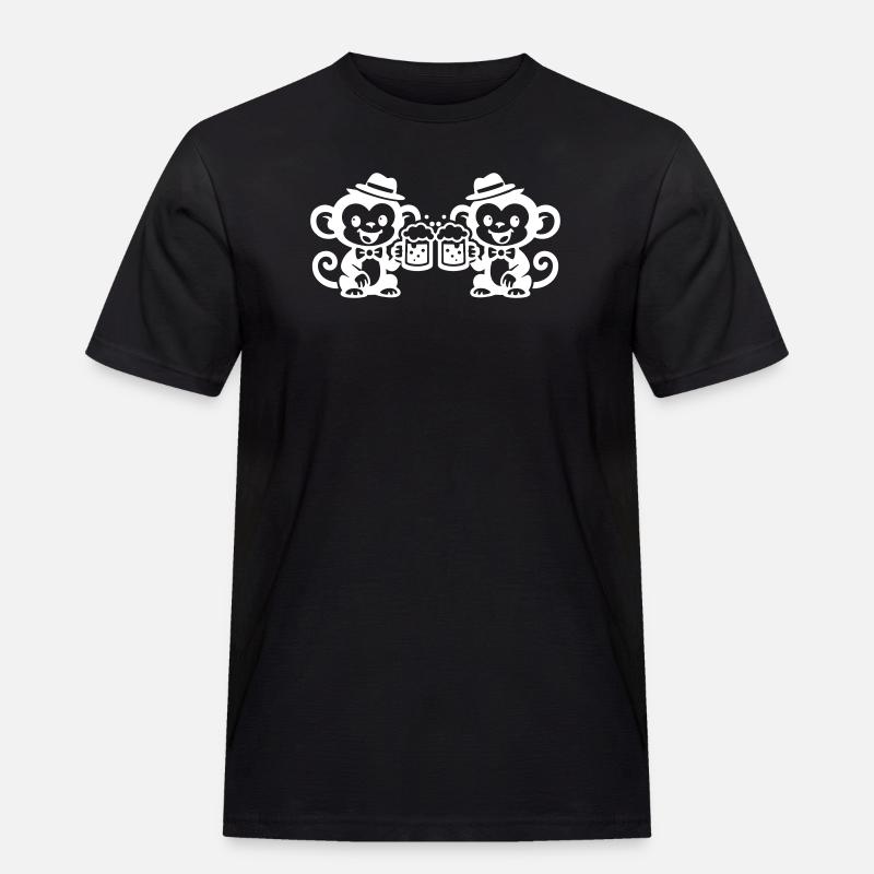Affe Bier Team - Männer Workwear T-Shirt - Schwarz