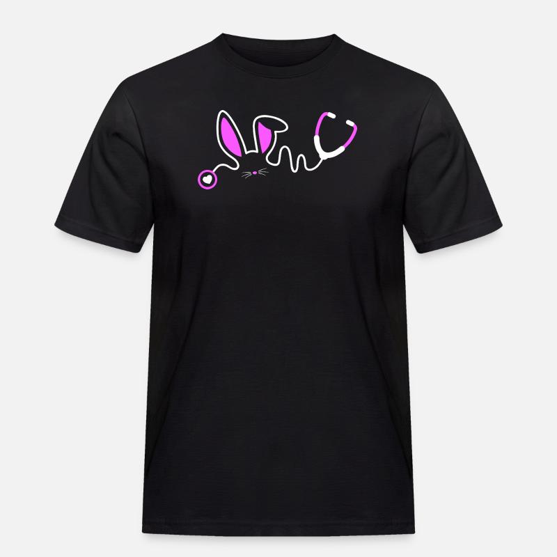 Stethoscope Bunny Whimsy - Männer Workwear T-Shirt - Schwarz