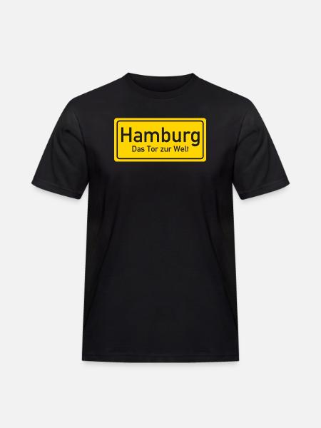 Hamburg place name sign Germany - Men's Workwear T-Shirt - black