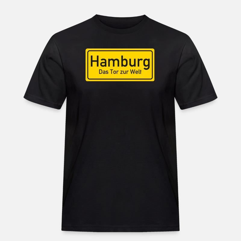 Hamburger Ortsschild Deutschland - Männer Workwear T-Shirt - Schwarz