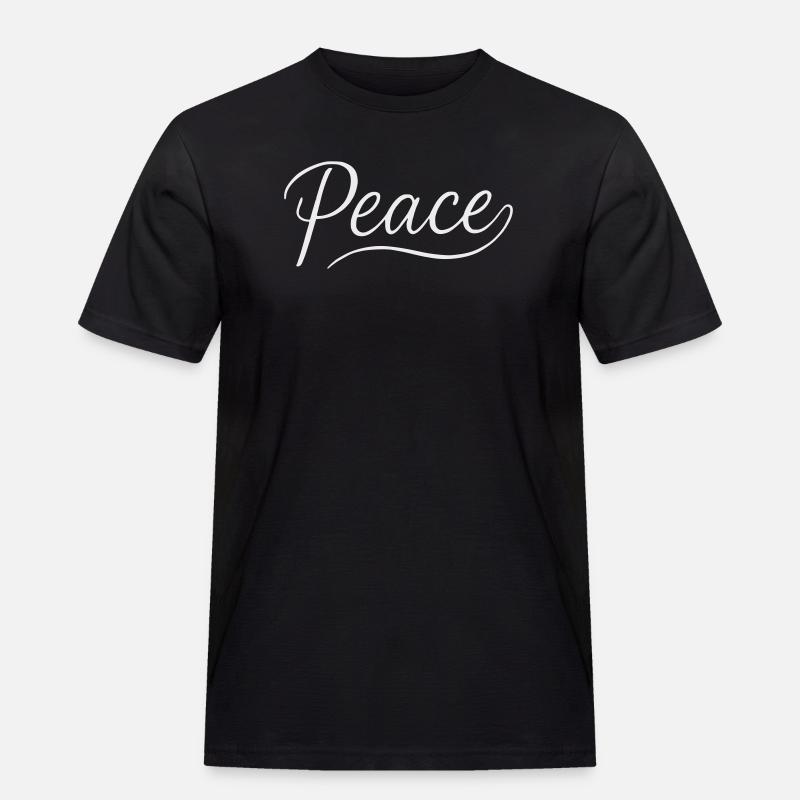 Peace Lettering Cursive Font - Men's Workwear T-Shirt - black