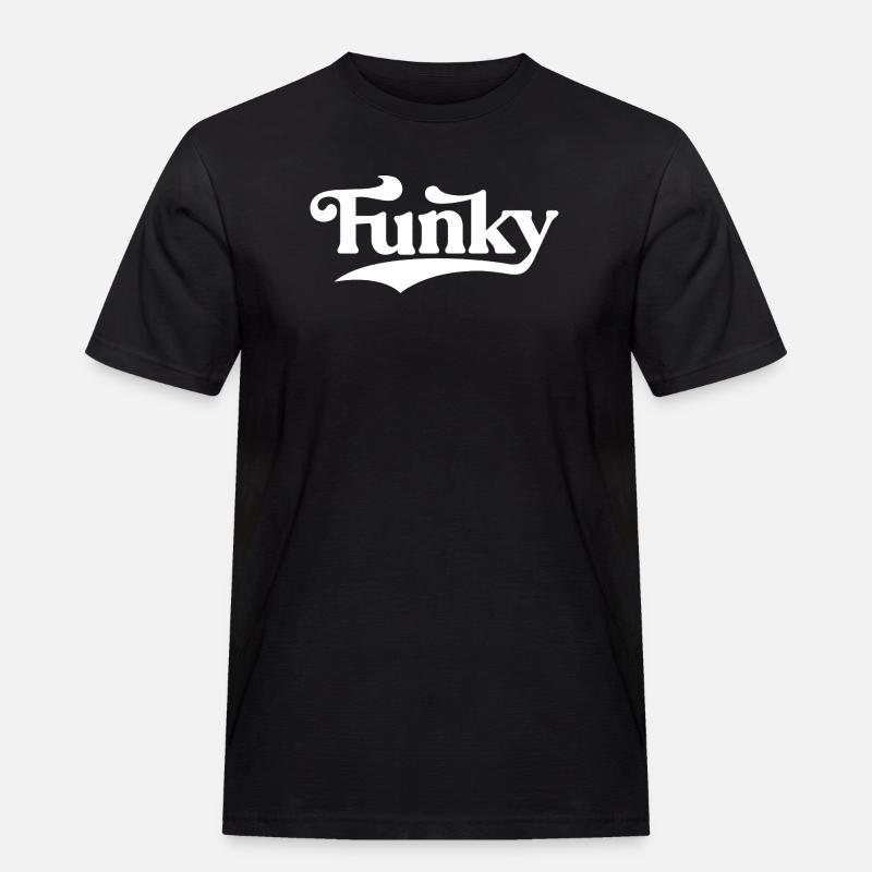 Funky Retro Script Logo - Männer Workwear T-Shirt - Schwarz