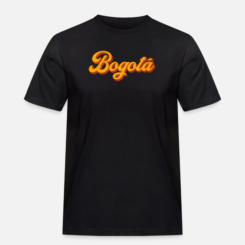 Bogotá Script in Warm Orange - Männer Workwear T-Shirt - Schwarz