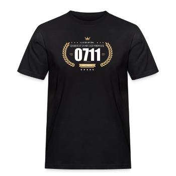 Stuttgart 0711 - Männer Workwear T-Shirt - Schwarz - Vorne - AI Model Male 178 light (178cm)