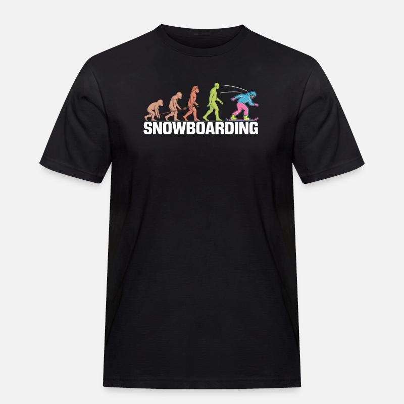 Die Evolution des Snowboard-Designs - Männer Workwear T-Shirt - Schwarz