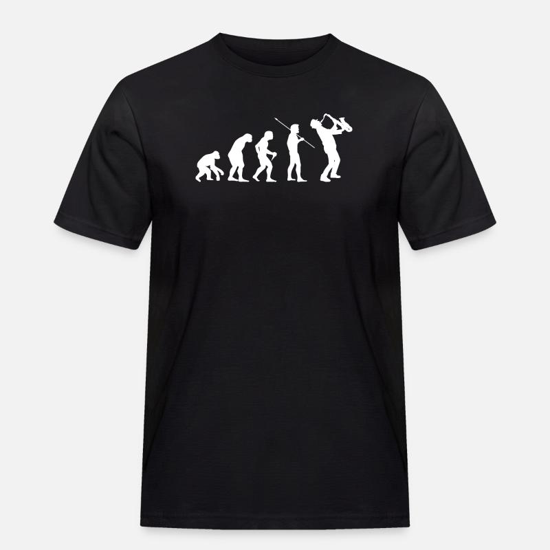 Evolution zum Saxophonist Musik Geschenk - Männer Workwear T-Shirt - Schwarz