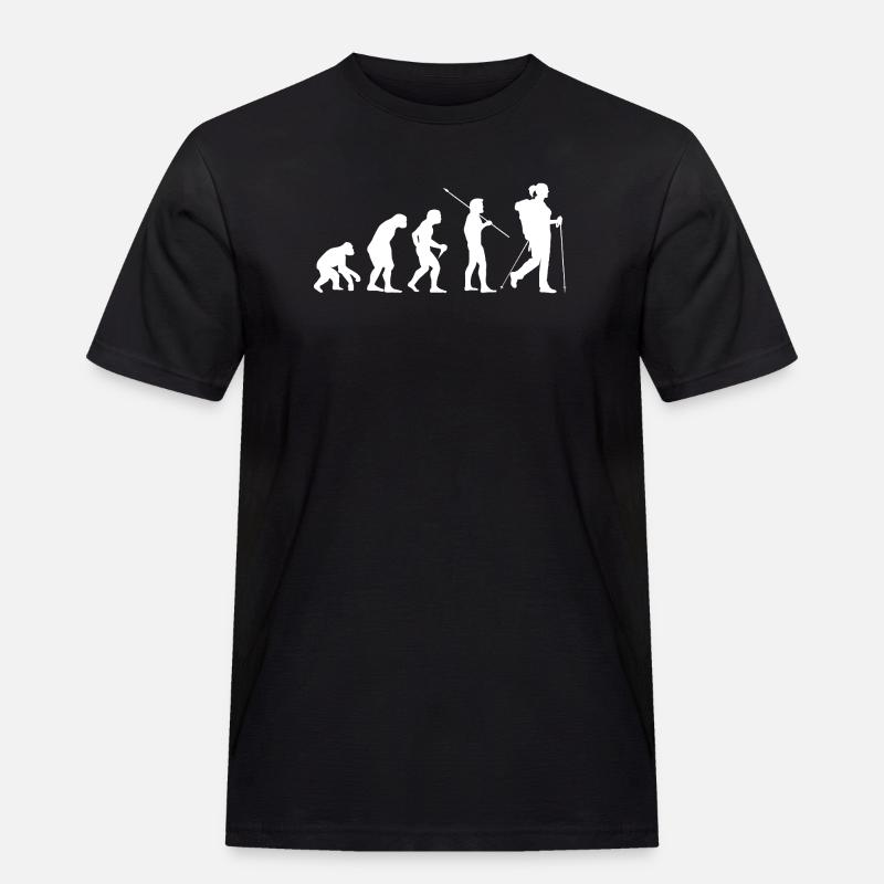 Evolution Wandern Frau Wanderin - Männer Workwear T-Shirt - Schwarz