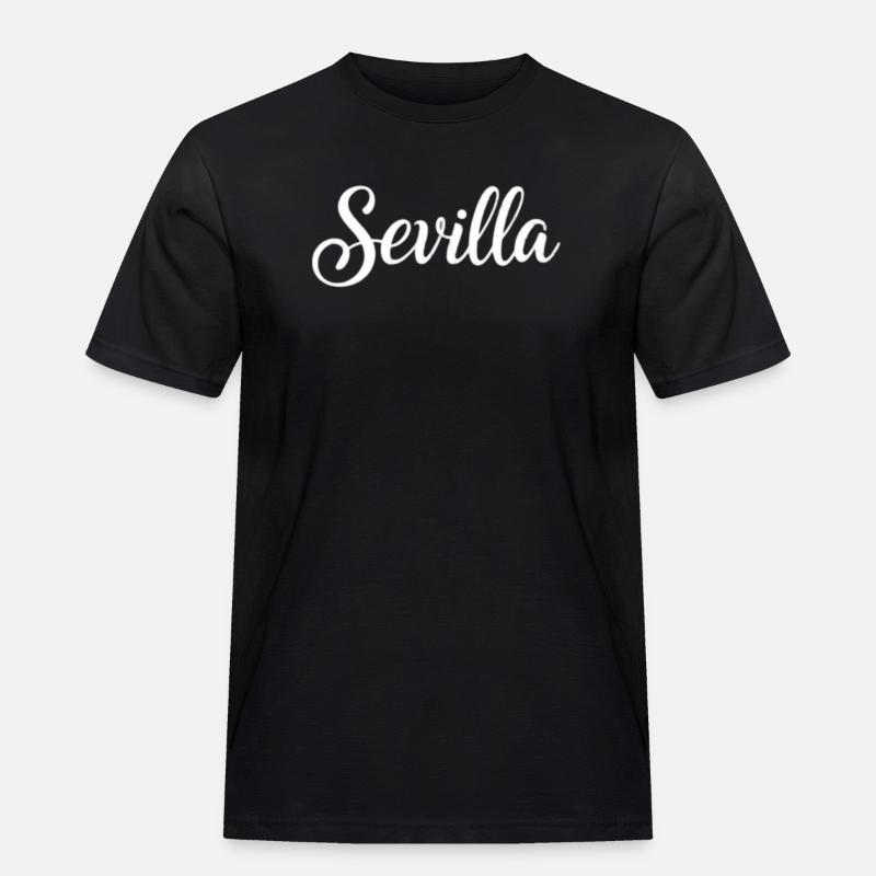 Sevilla Handwritten Script Logo - Männer Workwear T-Shirt - Schwarz