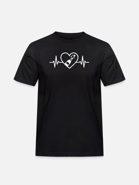 Flasche Sekt Herz festlicher Aperitif - Männer Workwear T-Shirt - Schwarz