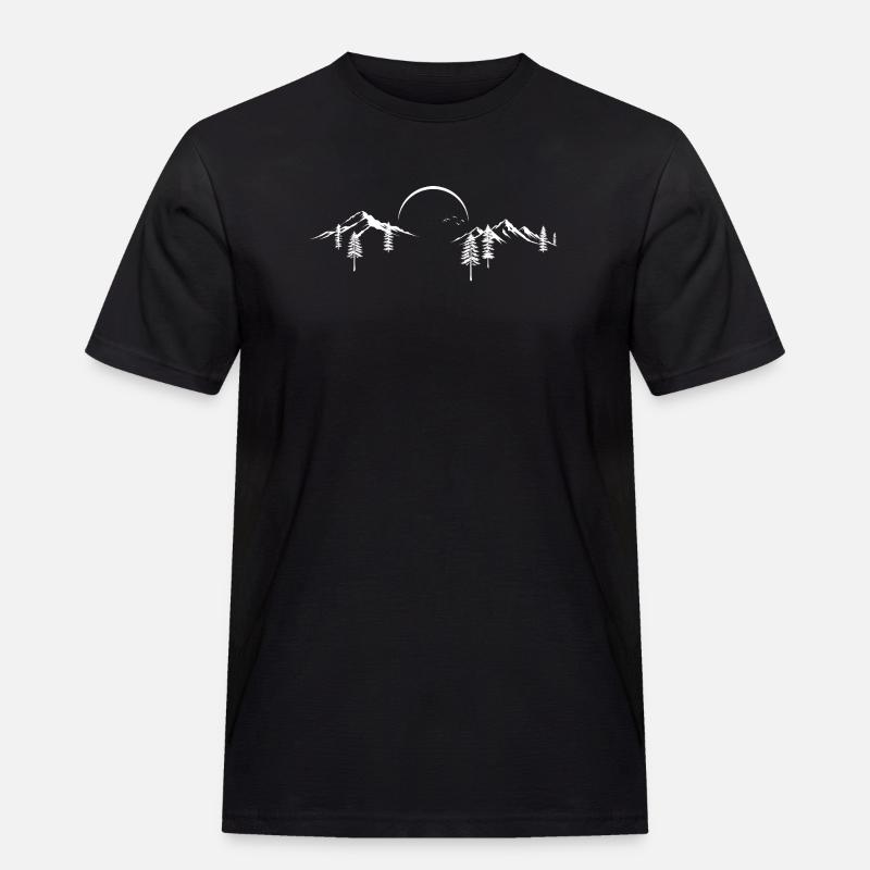 Moonlit Mountain Forest Silhouette - Men's Workwear T-Shirt - black