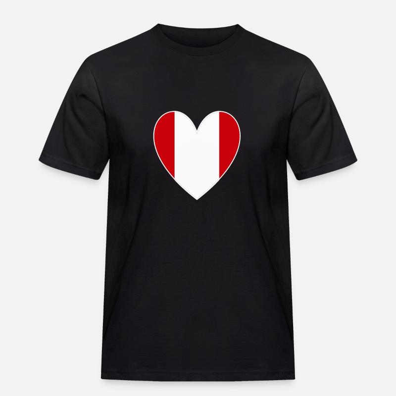 Peru Herz - Männer Workwear T-Shirt - Schwarz
