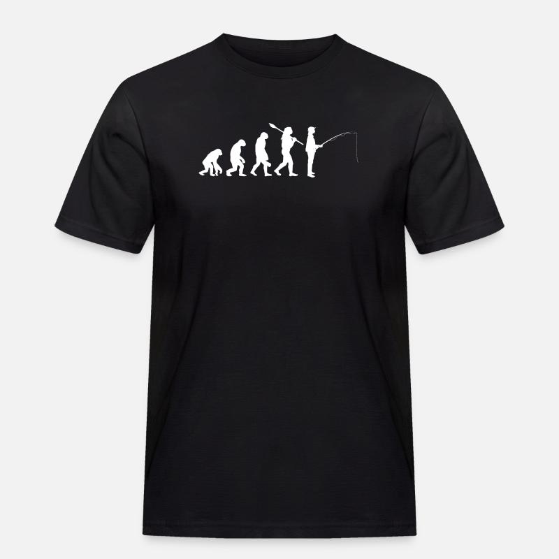 Entwicklung der Silhouette des Menschenfischens - Männer Workwear T-Shirt - Schwarz