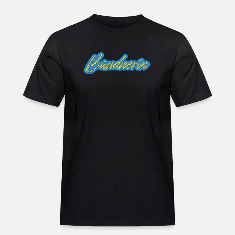 Bündnerin Neon Script - Männer Workwear T-Shirt - Schwarz