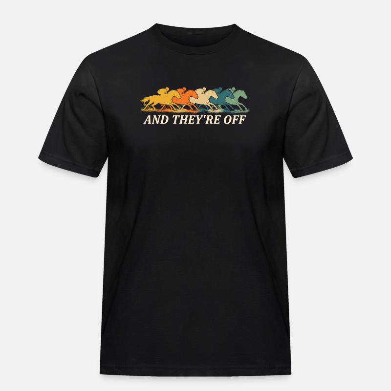 Und sie sind vom Pferderenn-Derby-Fan - Männer Workwear T-Shirt - Schwarz
