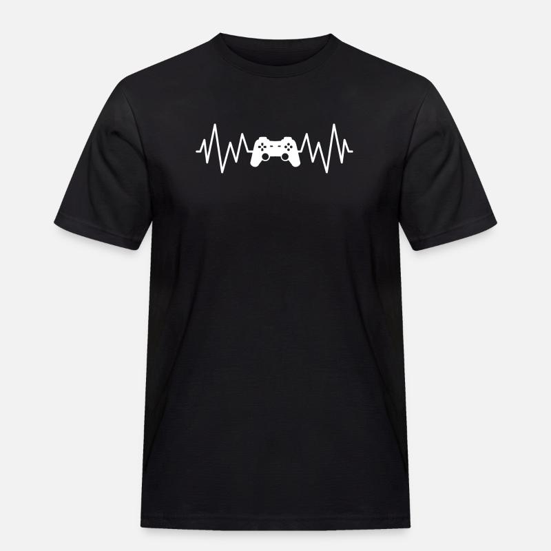 Gamer-Rhythmus: Controller und Herz - Männer Workwear T-Shirt - Schwarz