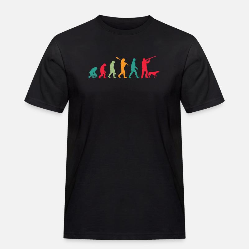 Die Evolution der Jäger - Männer Workwear T-Shirt - Schwarz
