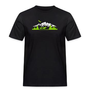Natur - Berge Elche - Männer Workwear T-Shirt - Schwarz - Vorne - AI Model Male 178 light (178cm)