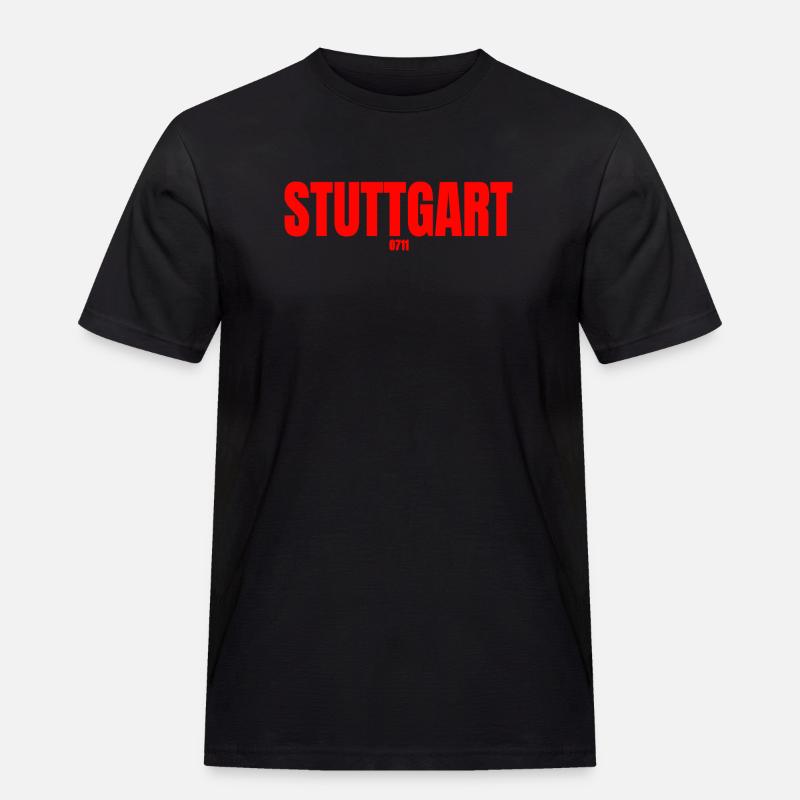 Stuttgart 0711 - Männer Workwear T-Shirt - Schwarz