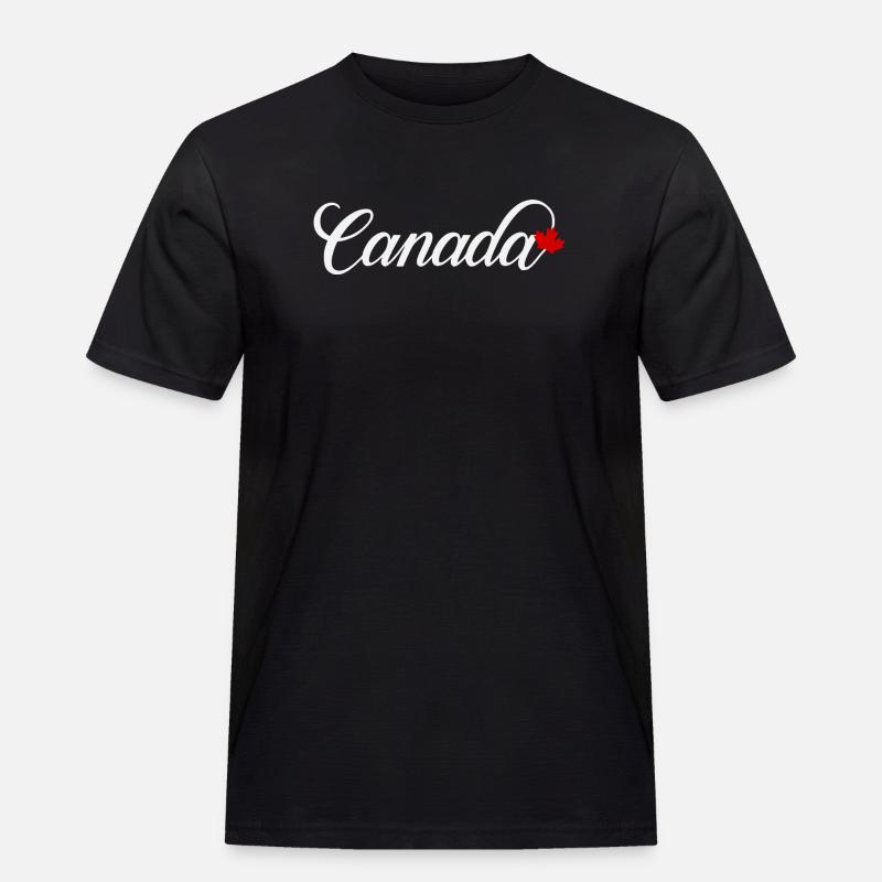 Canada Script mit Ahornblatt - Männer Workwear T-Shirt - Schwarz