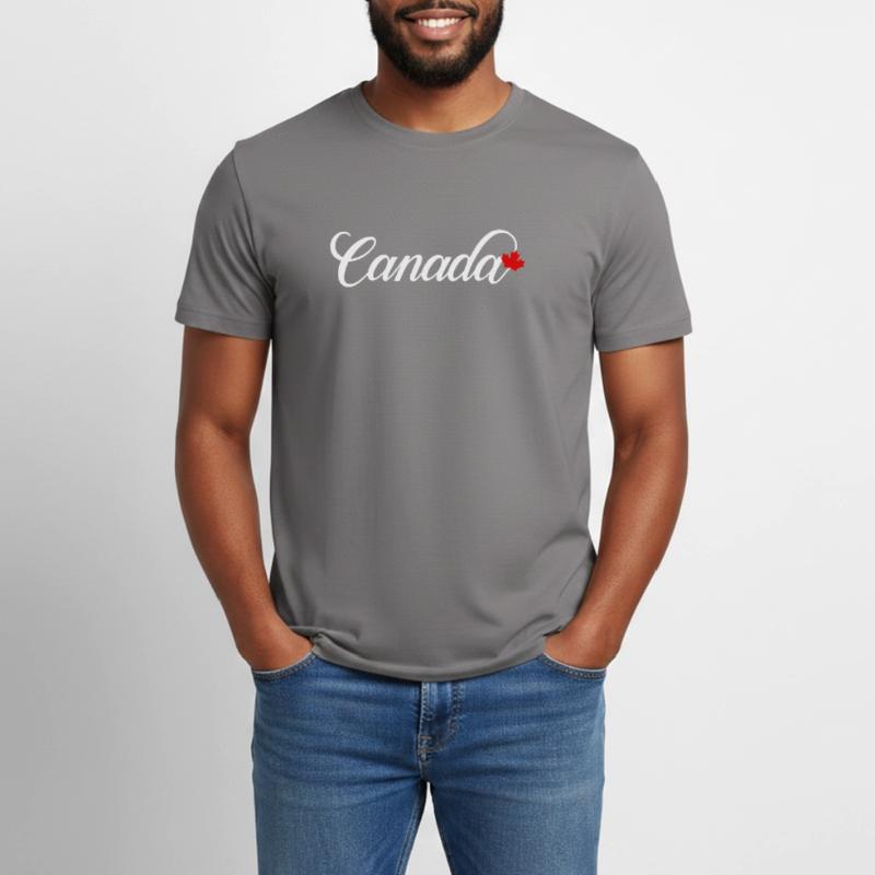 Canada Script with Maple Leaf Men's Workwear T-Shirt