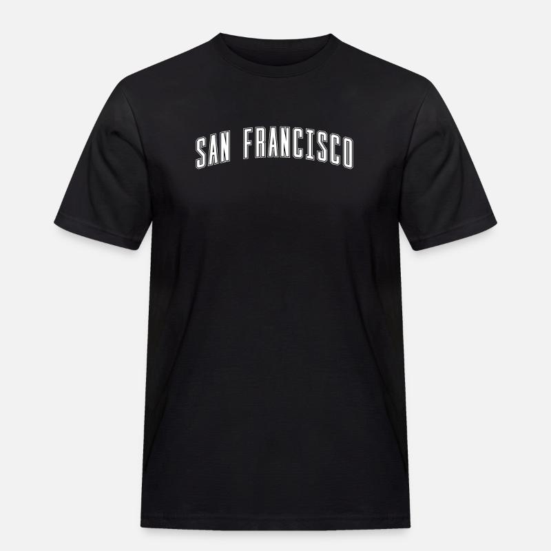 San Francisco Bogen-Schrift Design - Männer Workwear T-Shirt - Schwarz