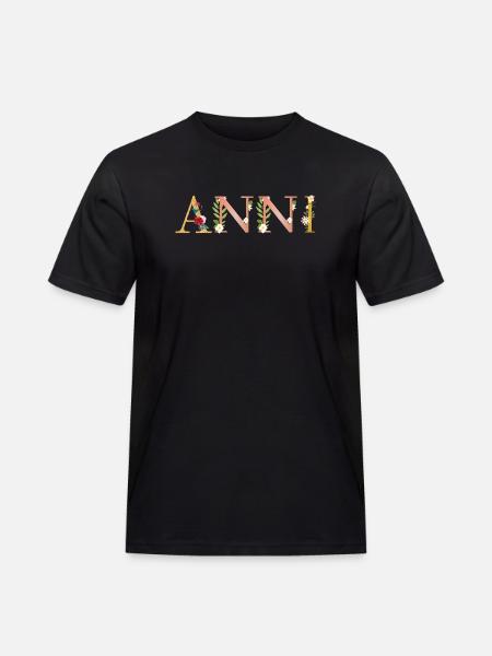ANNI Name mit Blumen geschmückt - Männer Workwear T-Shirt - Schwarz