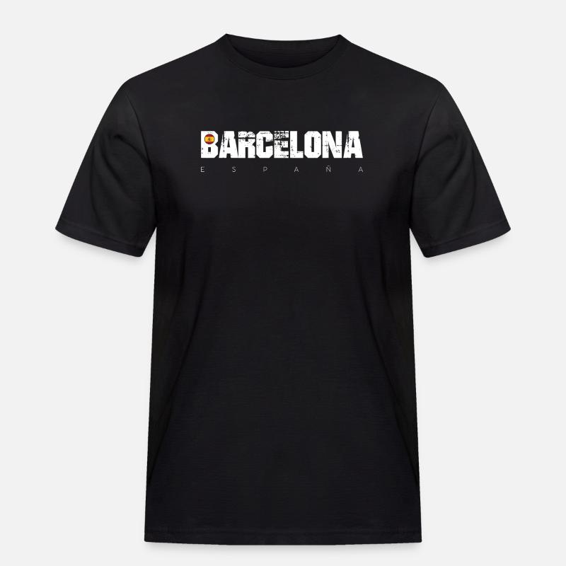 Barcelona Bold Distressed Typ - Männer Workwear T-Shirt - Schwarz