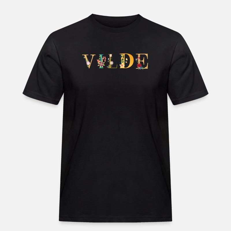 VILDE Name mit Blumen geschmückt - Männer Workwear T-Shirt - Schwarz