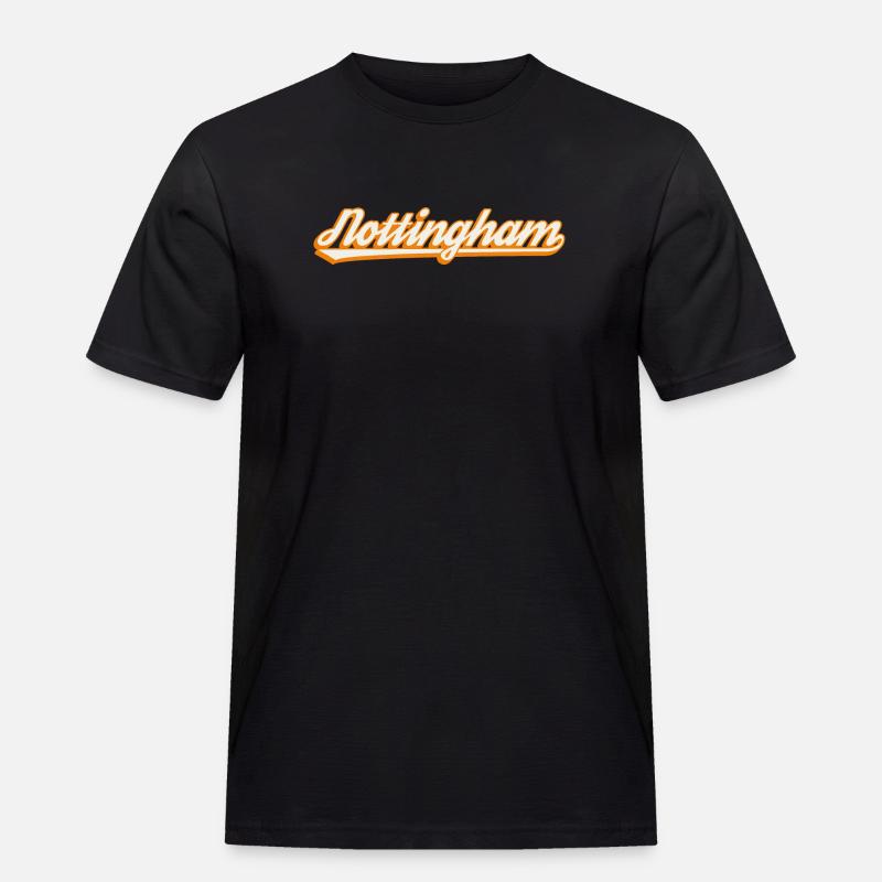 Nottingham Orange Script - Männer Workwear T-Shirt - Schwarz