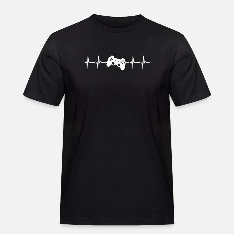 Herzschlag Gaming Controller - Männer Workwear T-Shirt - Schwarz