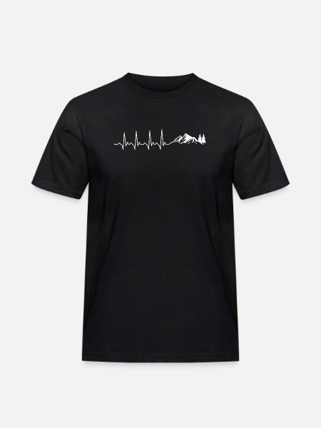 Herzschlag-Gipfel und Kiefern - Männer Workwear T-Shirt - Schwarz
