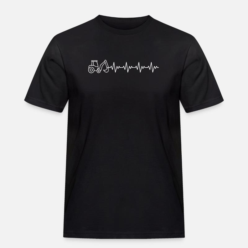Bagger Baggern Baggerfahrer EKG Herzschlag - Männer Workwear T-Shirt - Schwarz