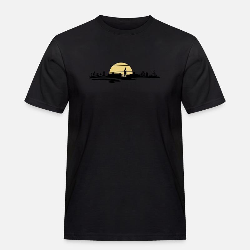 Skyline - Juist - Männer Workwear T-Shirt - Schwarz