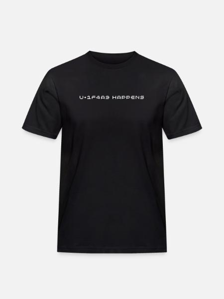 U+1F4A9 HAPPENS (white) - Männer Workwear T-Shirt - Schwarz