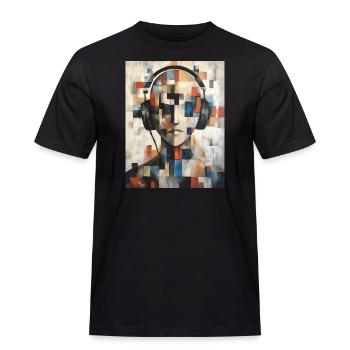 Abstract Face Abstract Head with Headphones - Men's Workwear T-Shirt - black - Front - AI Model Male 178 light (178cm)