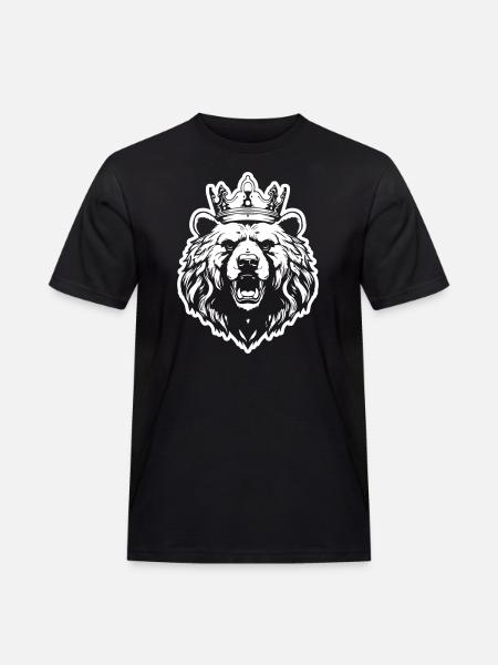 Bär Grizzly Krone - Männer Workwear T-Shirt - Schwarz