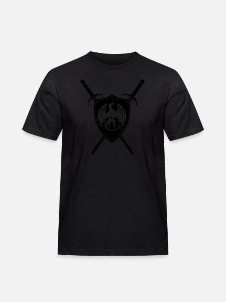 Drache Schild Schwert - Männer Workwear T-Shirt - Schwarz