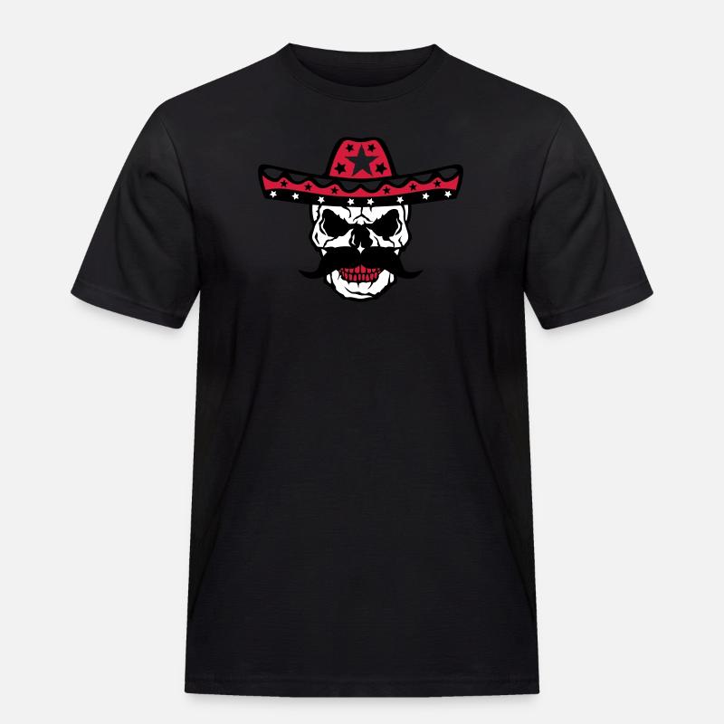 Mexikanische Schädel Schädelkappe 58 - Männer Workwear T-Shirt - Schwarz