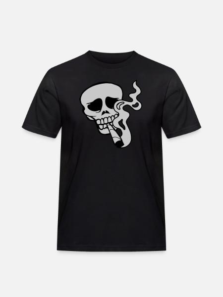 Weed smoking skull skeleton - Men's Workwear T-Shirt - black