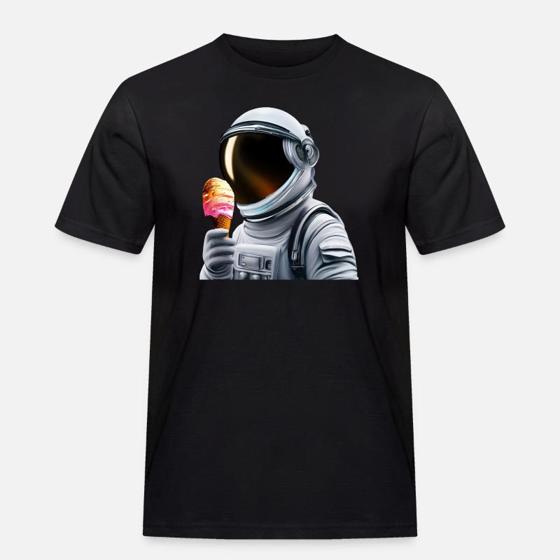 Waffel Eis Astronaut - Männer Workwear T-Shirt - Schwarz