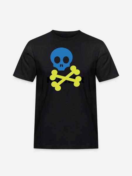 Neon Blue Skull and Crossbones - Men's Workwear T-Shirt - black