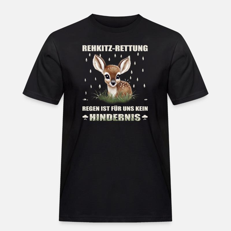 Rehkitz Rettung - Männer Workwear T-Shirt - Schwarz