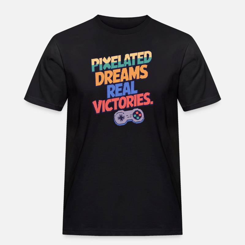 PIXELIGE TRÄUME, ECHTE SIEGE - Männer Workwear T-Shirt - Schwarz