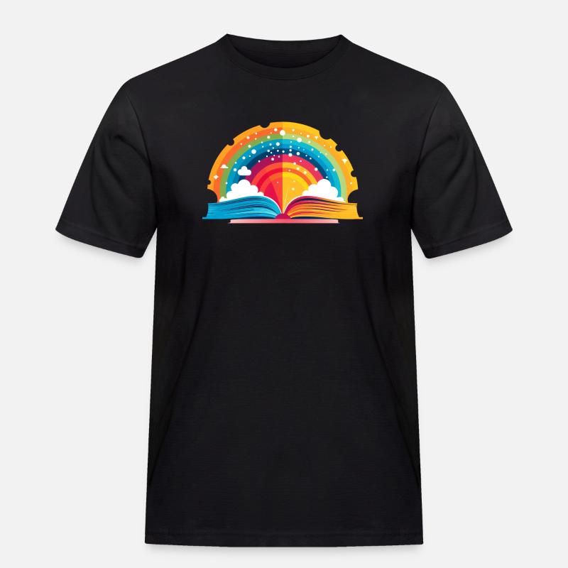 regenbogen buch mit wolken - Männer Workwear T-Shirt - Schwarz