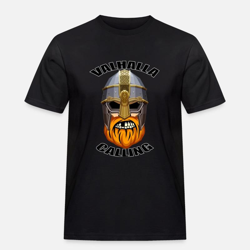 Valhalla Calling - Männer Workwear T-Shirt - Schwarz