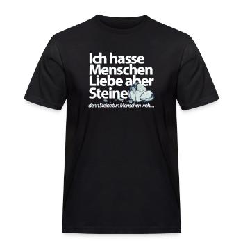Ich hasse Menschen Liebe aber Steine Sarkasmus - Männer Workwear T-Shirt - Schwarz - Vorne - AI Model Male 178 light (178cm)