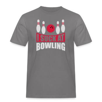 I suck at bowling - Men's Workwear T-Shirt - grey - Front - AI Model Male 185 dark (185cm)