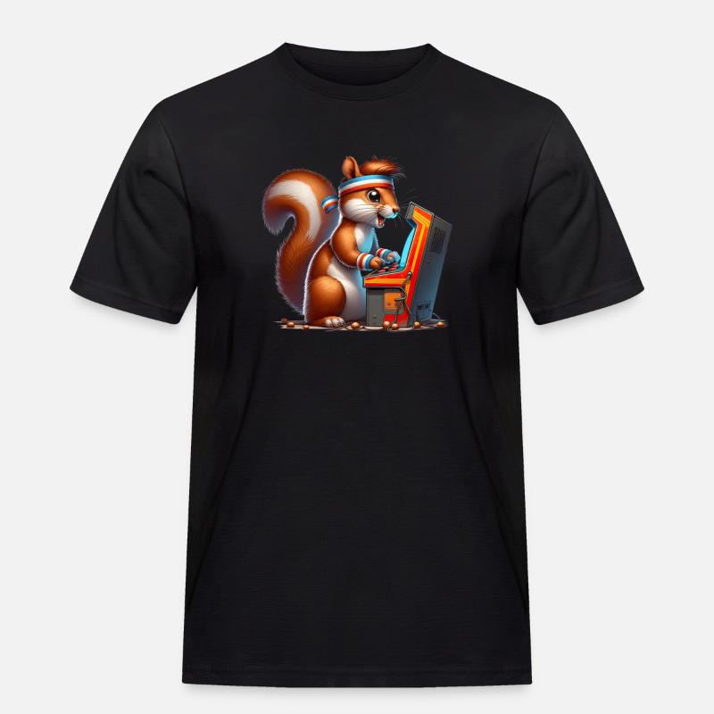 Illustration eines Cartoon-Eichhörnchens - Männer Workwear T-Shirt - Schwarz
